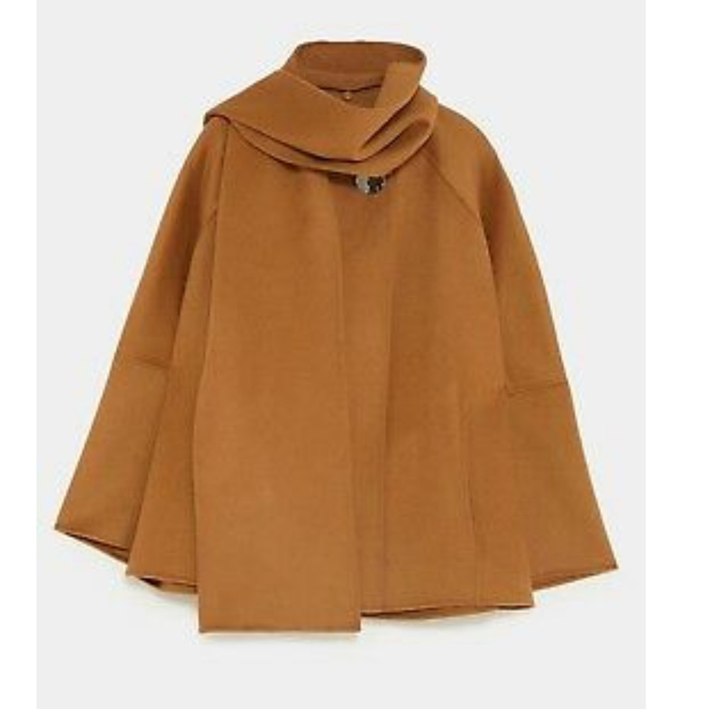 Zara jacket camel wool blend new coat with scarf